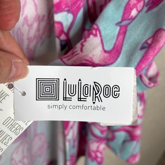 LuLaRoe Pink Flamingo Open Front Caroline Cardigan Sweater Women's Size XS - Picture 10 of 11